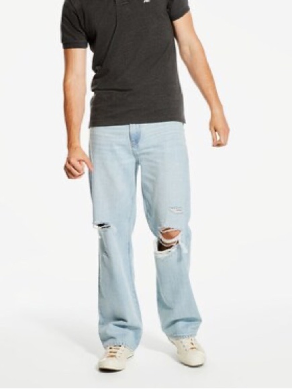 Aeropostale Light Blue Distressed Baggy Jeans for Men